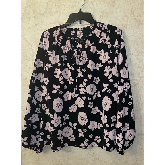 Social Standard by Sanctuary Floral Black and Pink Women's Top - Picture 2 of 6